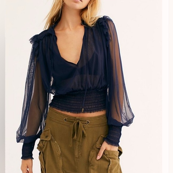 Free People Tops - Free People Twyla Top in Indigo Lost